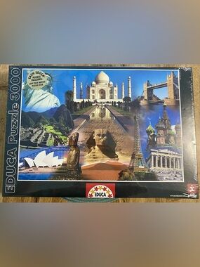 Educa 3000 Piece Jigsaw Puzzle 13427 Taj Mahal Paris World Collage SEALED RARE